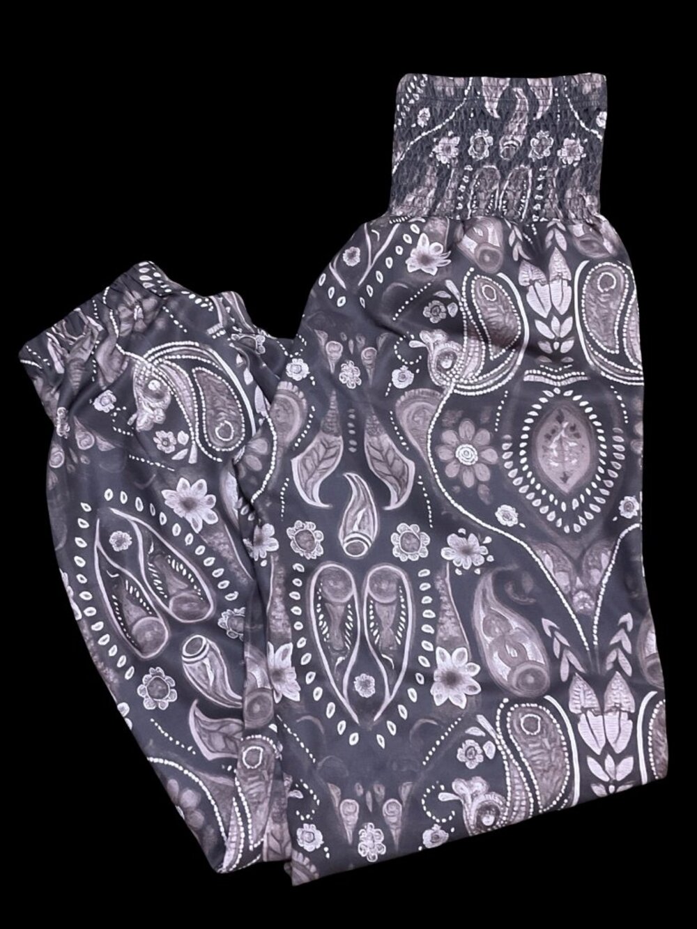 Brown Paisley Print Harem Pants